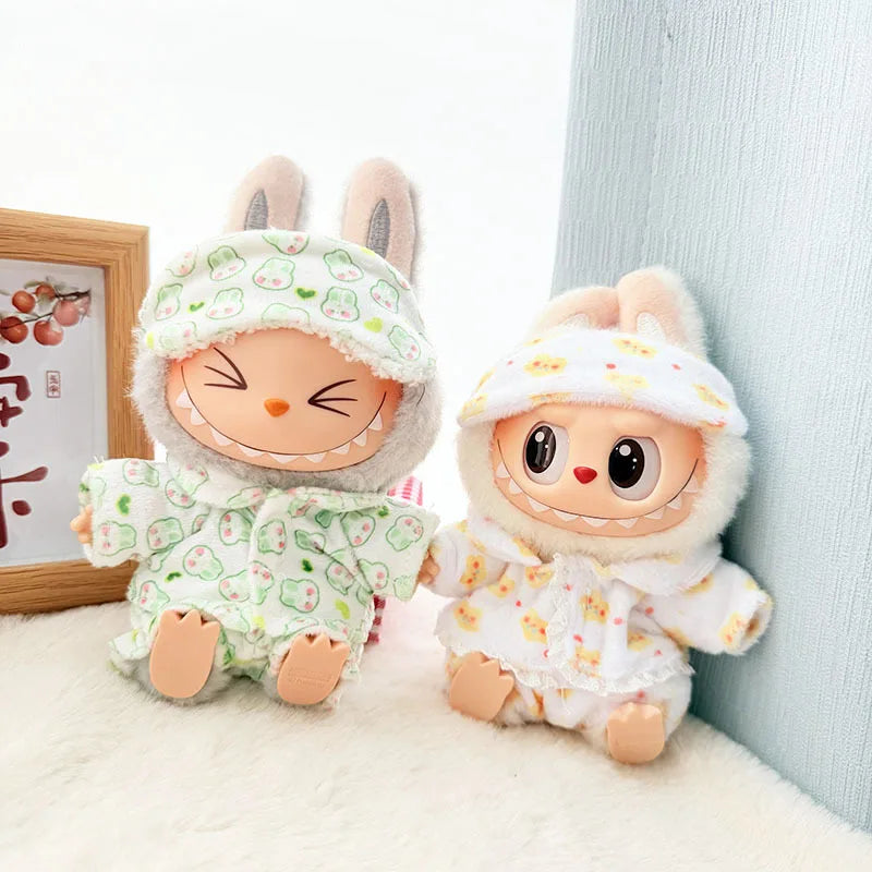 17cm Labubu I II Idol Dolls Clothes Eye Mask Pajamas Three Piece Set Accessories Korea Kpop Exo Clothing Plush Doll'S Clothes
