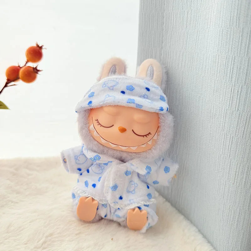 17cm Labubu I II Idol Dolls Clothes Eye Mask Pajamas Three Piece Set Accessories Korea Kpop Exo Clothing Plush Doll'S Clothes