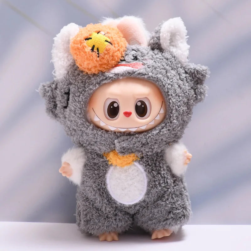 15cm/17cm Labubu I II Doll Clothing Cute Plush Three eyed Monster Dragon Meow Set Sitting Party Clothing Plush Doll Clothes