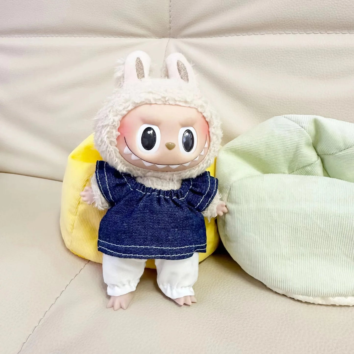 17cm Labubu Idol Dolls Clothes Skateboard T-shirt Denim Suit Accessories Korea Kpop Exo Clothing Hoodie Plush Doll'S Clothes
