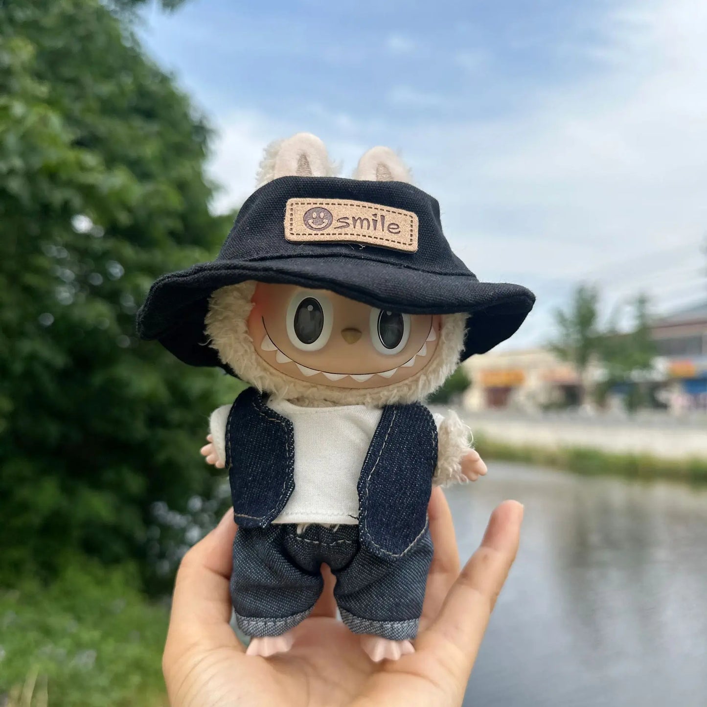 17cm Labubu Idol Dolls Clothes Skateboard T-shirt Denim Suit Accessories Korea Kpop Exo Clothing Hoodie Plush Doll'S Clothes