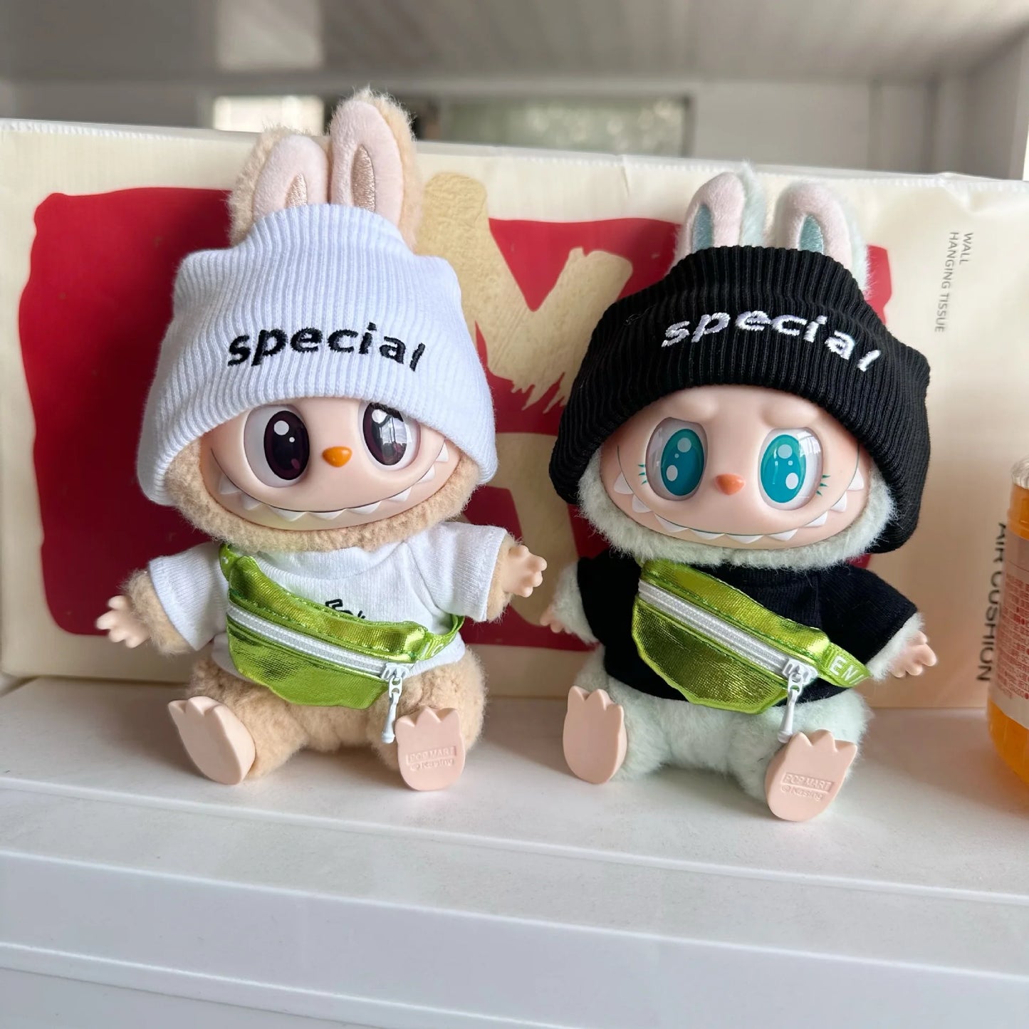 17cm Labubu I II Idol Dolls Clothing with Bag Plush Doll'S Clothes Outfit Accessories For Korea Kpop Exo Sitting Party