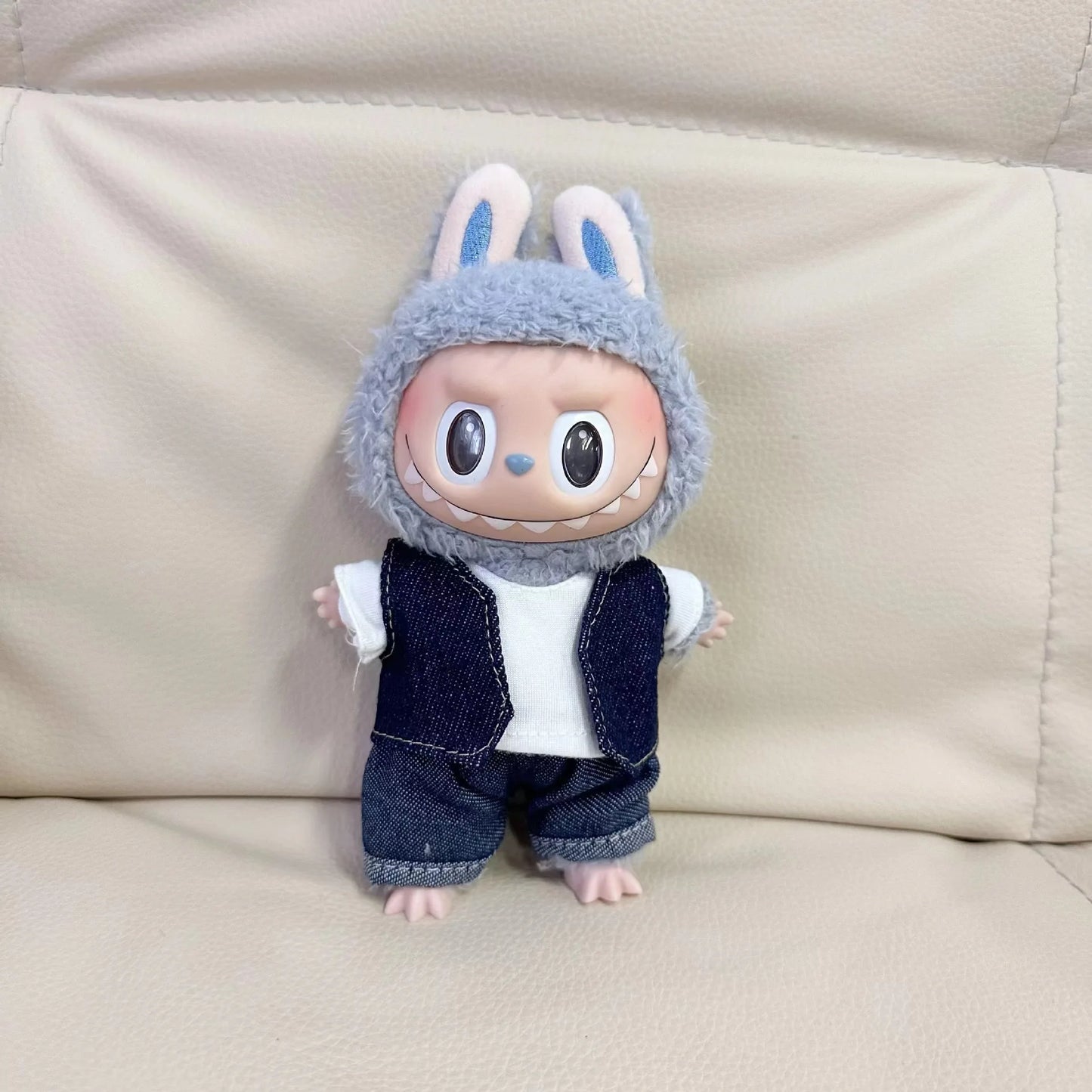 17cm Labubu Idol Dolls Clothes Skateboard T-shirt Denim Suit Accessories Korea Kpop Exo Clothing Hoodie Plush Doll'S Clothes