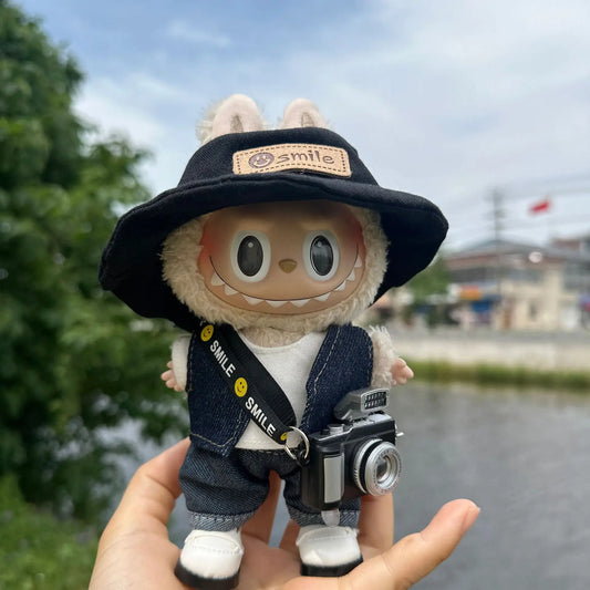 17cm Labubu Idol Dolls Clothes Skateboard T-shirt Denim Suit Accessories Korea Kpop Exo Clothing Hoodie Plush Doll'S Clothes