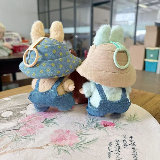 15cm/17cm Labubu I II Doll Clothing Cute And Simple Denim Doll Clothing Set with Hat Accessories Plush Doll Set
