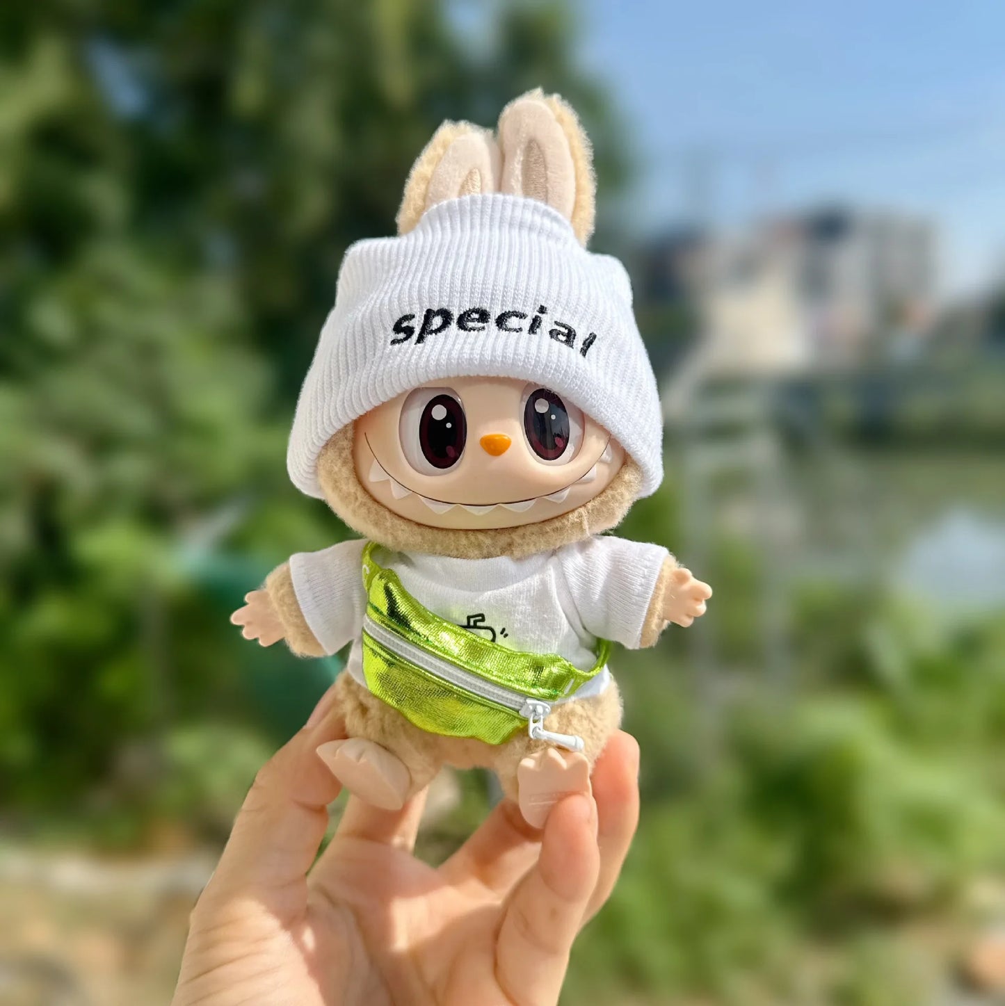 17cm Labubu I II Idol Dolls Clothing with Bag Plush Doll'S Clothes Outfit Accessories For Korea Kpop Exo Sitting Party